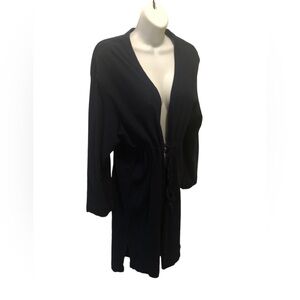 Donna Karan Intimates Navy Blue Sleep Kimono Sz. S Tie Close Midi Length Luxury